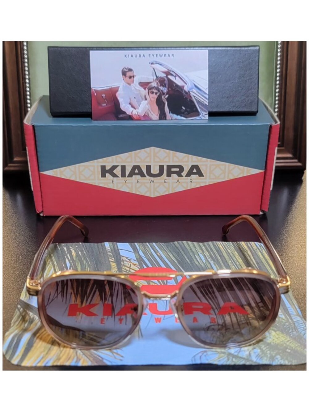 KIAURA Gehry Mocha Titanium Round Polarized Sunglasses Brown UV400 NWT - Picture 14 of 14